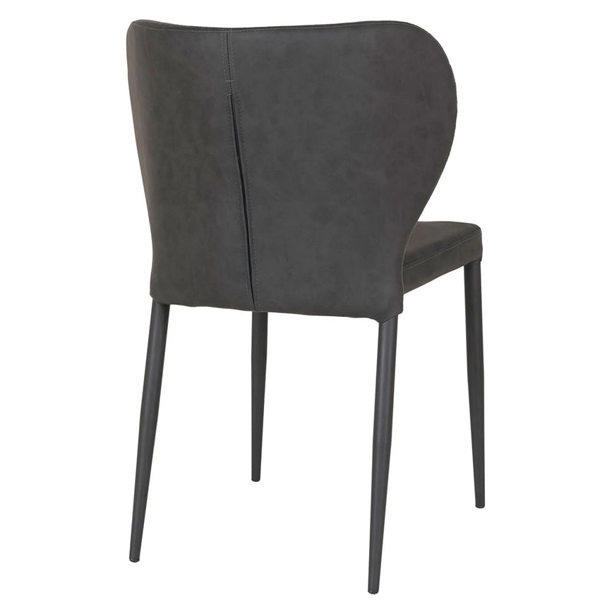 2 x Pisa Dark Grey Faux Leather Dining Chair with Black Legs