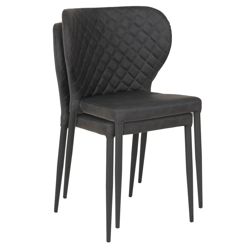 2 x Pisa Dark Grey Faux Leather Dining Chair with Black Legs