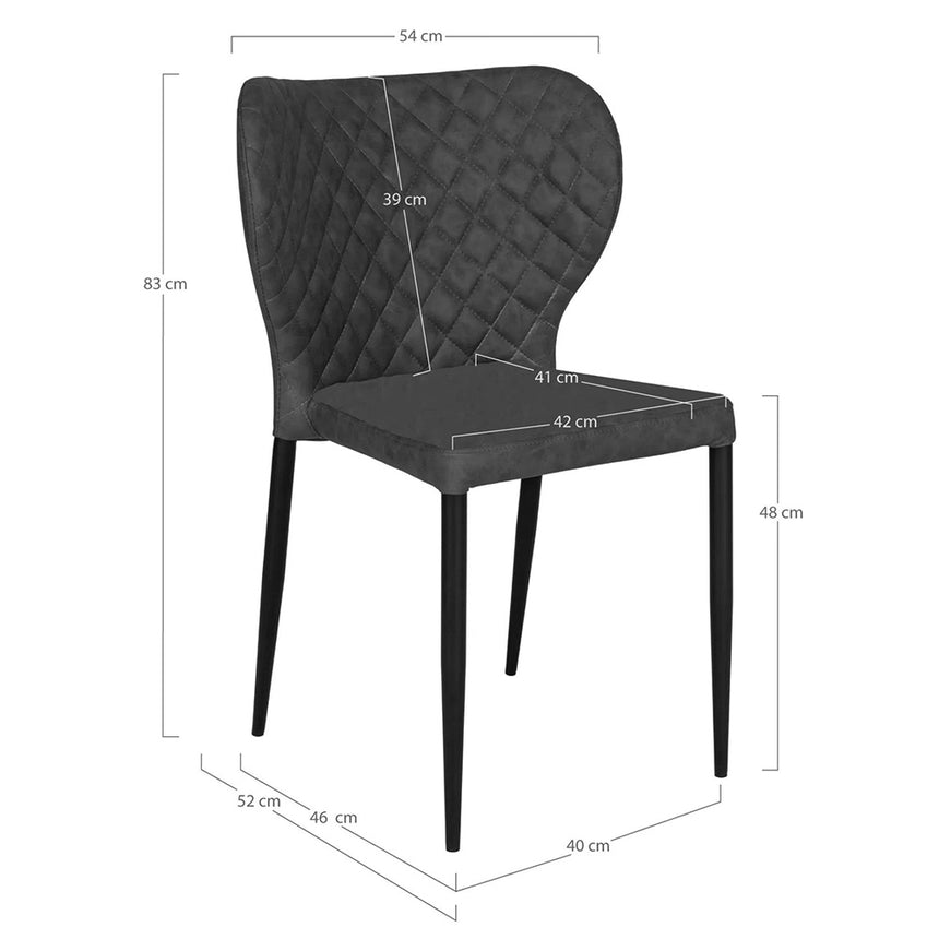 2 x Pisa Dark Grey Faux Leather Dining Chair with Black Legs
