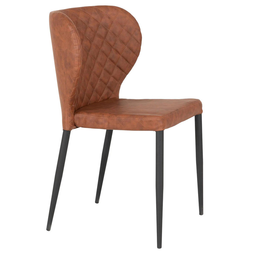 2 x Pisa Vintage Brown Faux Leather Dining Chair with Black Legs