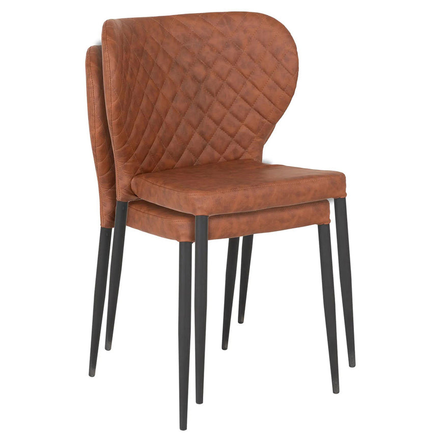 2 x Pisa Vintage Brown Faux Leather Dining Chair with Black Legs