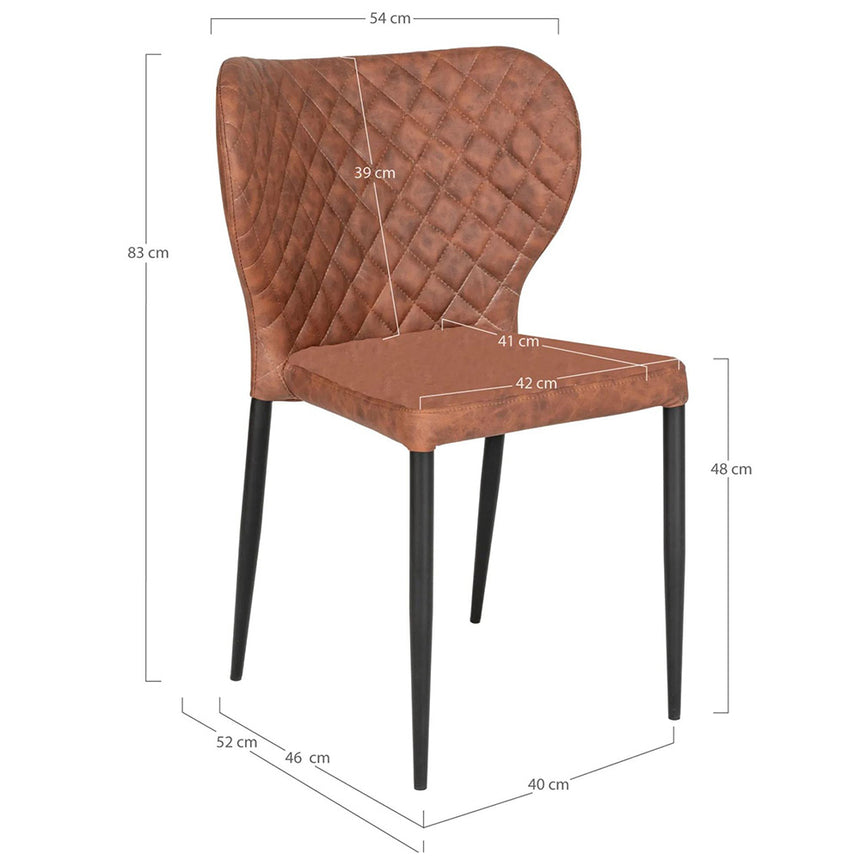 2 x Pisa Vintage Brown Faux Leather Dining Chair with Black Legs