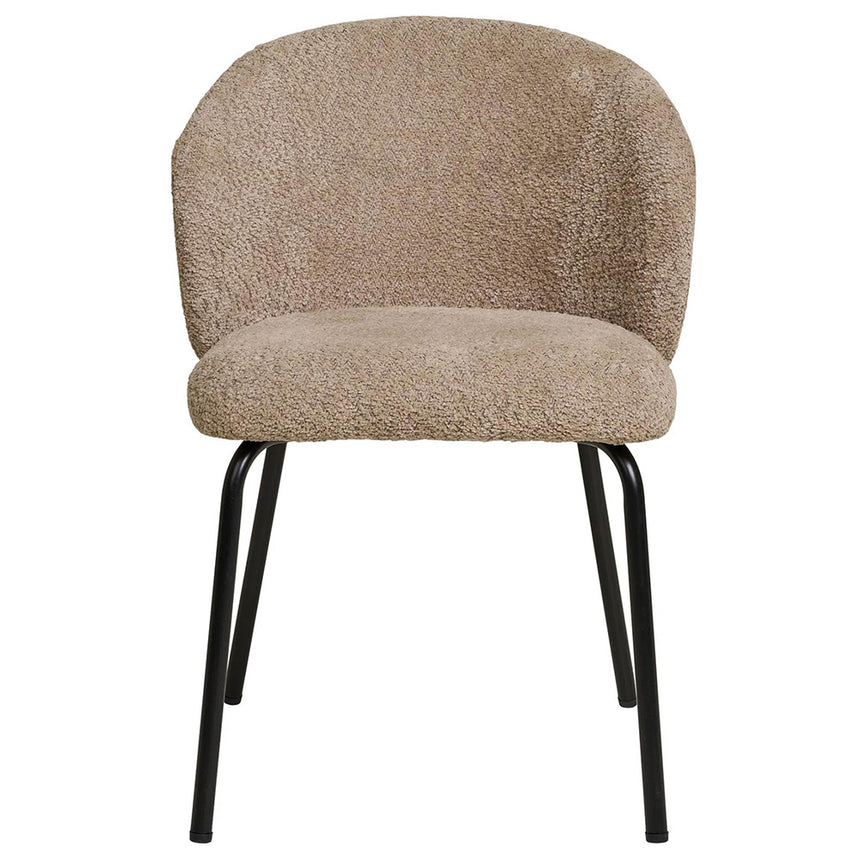 2 x Safira Beige Boucle Dining Chair with Black Legs