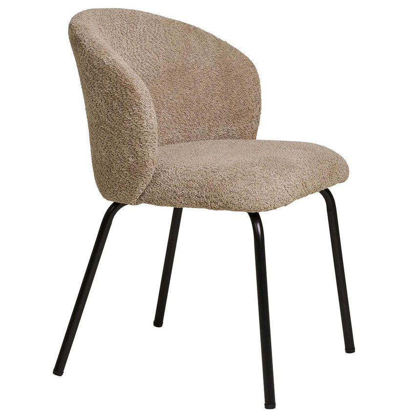 2 x Safira Beige Boucle Dining Chair with Black Legs
