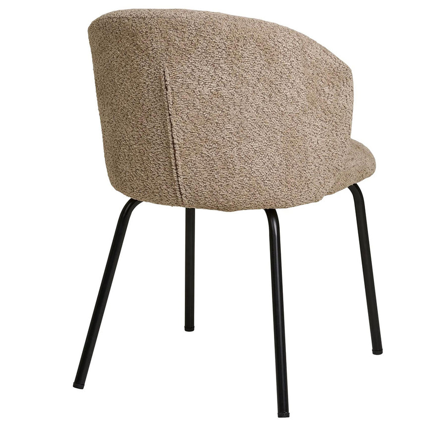 2 x Safira Beige Boucle Dining Chair with Black Legs