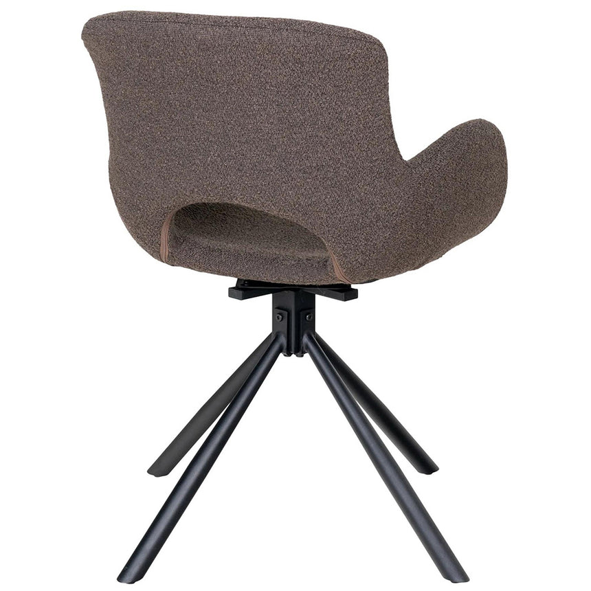 2 x Amorim Brown Boucle Fabric Swivel Dining Chair with Black Legs