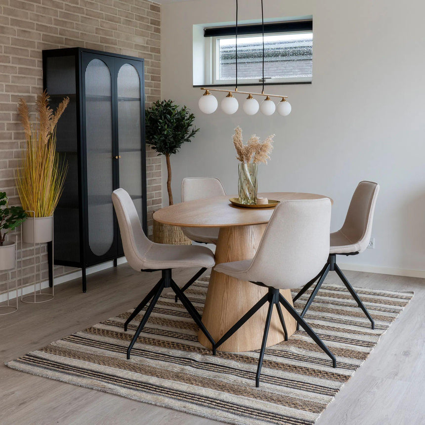 Bolton Natural Wood Oval Dining Set with 4 Zebulon Sand Swivel Chairs-2