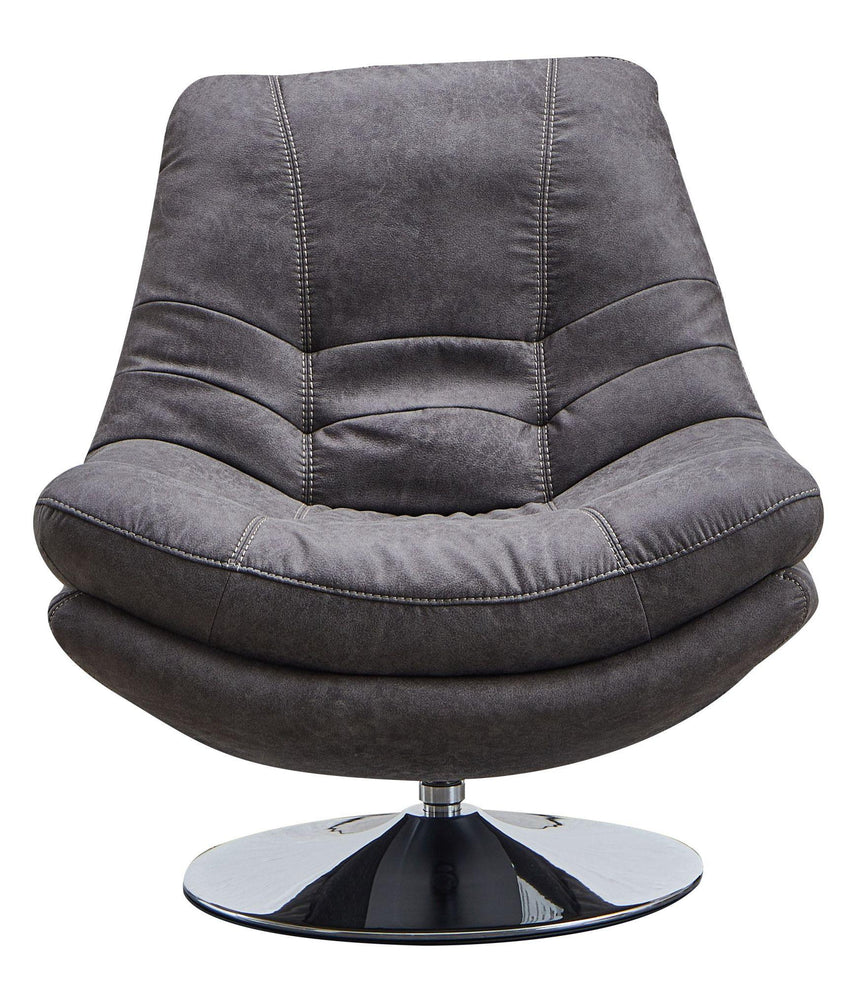Vento Dark Grey Fabric Swivel Chair and Footstool-2
