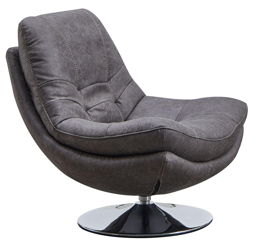 Vento Dark Grey Fabric Swivel Chair and Footstool-3
