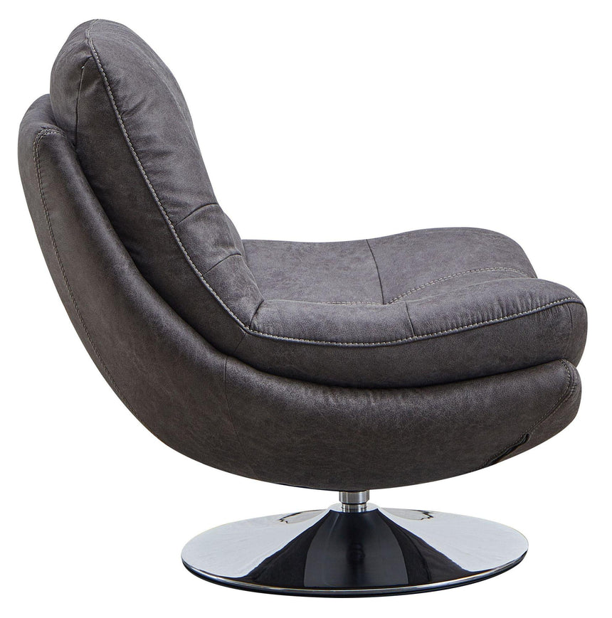Vento Dark Grey Fabric Swivel Chair and Footstool-4