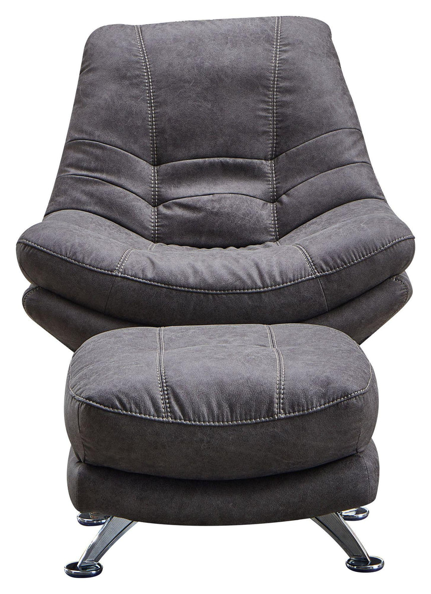 Vento Dark Grey Fabric Swivel Chair and Footstool-7