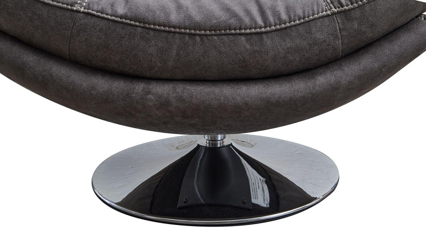 Vento Dark Grey Fabric Swivel Chair and Footstool-10