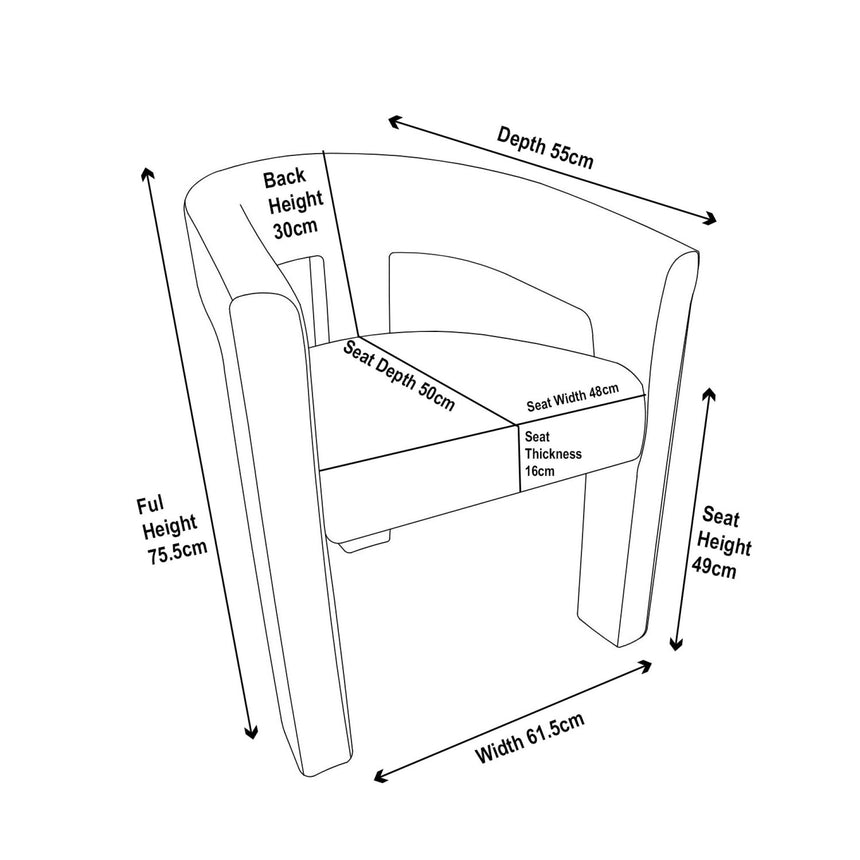 Kiefer Cream Boucle Fabric Dining Armchair-8