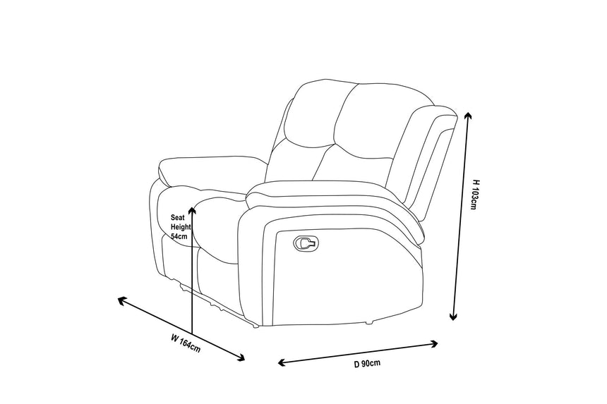 Legend Grey Fabric 2 Seater Recliner Sofa-10