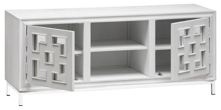 Geo White Mirrored TV Unit - 2 Door-2