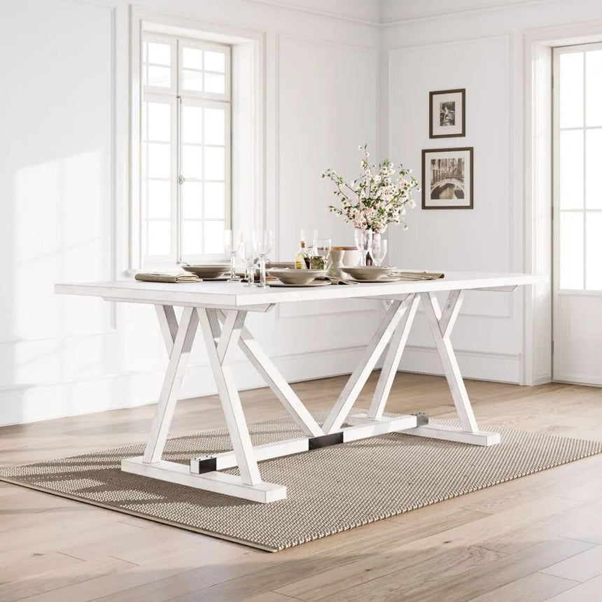 Clearance - Farmhouse White Mango Wood 8 Seater Dining Table - Brand New Item-6