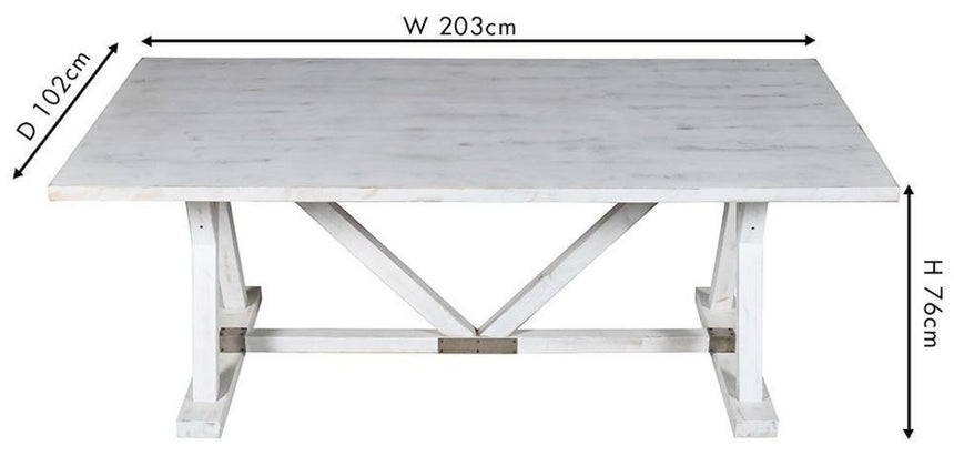 Clearance - Farmhouse White Mango Wood 8 Seater Dining Table - Brand New Item-7
