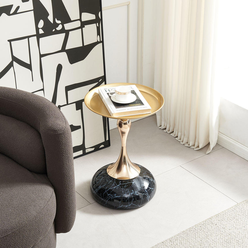 Dumbbells Gold Round Wine Table with Black Base-8