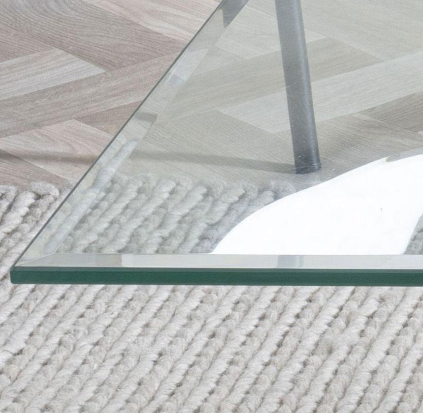 Clearance - Chopstick Clear Glass Console Table with Black Metal Legs-5