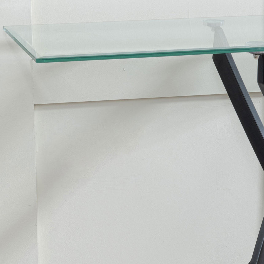 Clearance - Chopstick Clear Glass Console Table with Black Metal Legs-6