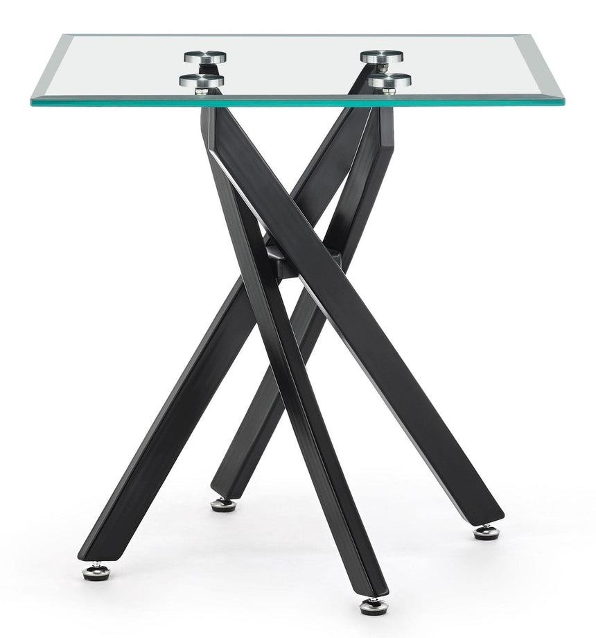 Clearance - Chopstick Clear Glass Square Side Table with Black Metal Legs-6