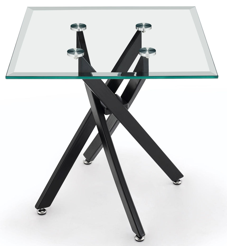 Clearance - Chopstick Clear Glass Square Side Table with Black Metal Legs-9