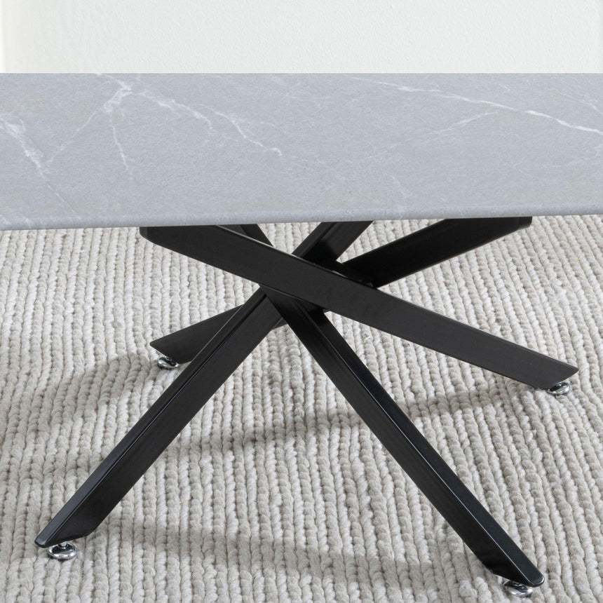 Clearance - Chopstick Grey Glass Coffee Table with Black Metal Legs-4