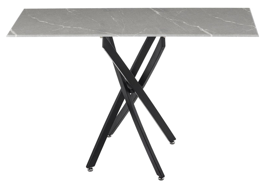 Clearance - Chopstick Grey Glass Console Table with Black Metal Legs-6