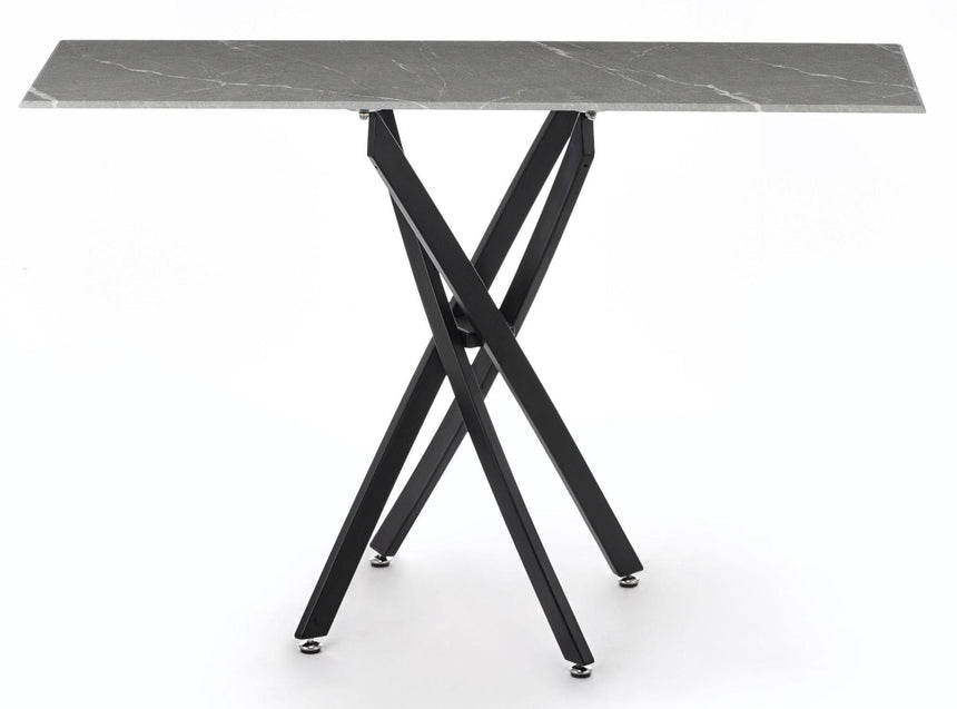 Clearance - Chopstick Grey Glass Console Table with Black Metal Legs-7