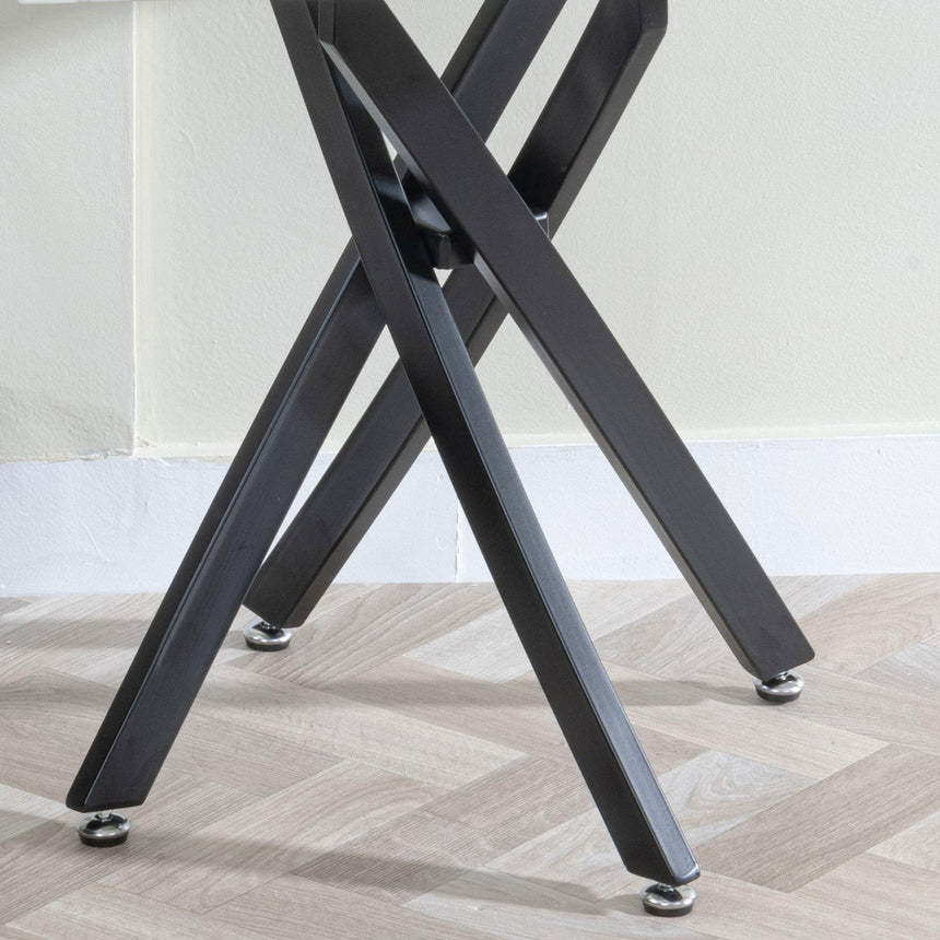 Clearance - Chopstick Grey Glass Square Side Table with Black Metal Legs-6
