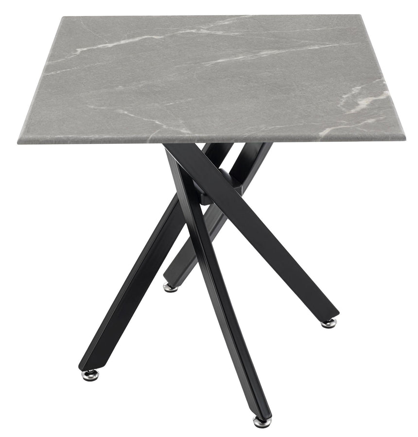 Clearance - Chopstick Grey Glass Square Side Table with Black Metal Legs-7
