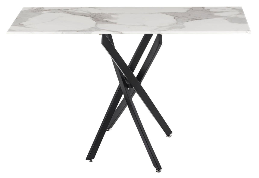 Clearance - Chopstick White Glass Console Table with Black Metal Legs-7