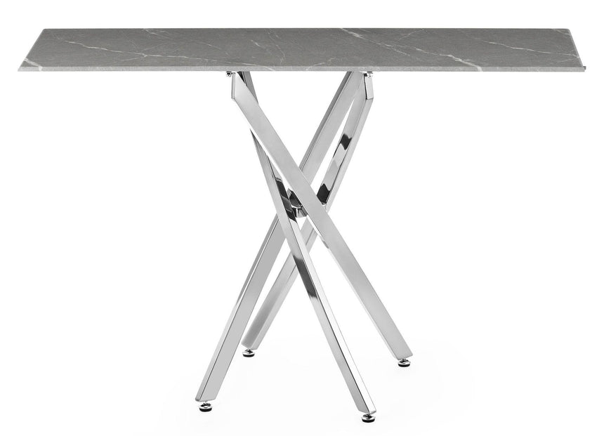Clearance - Chopstick Grey Glass Console Table with Chrome Metal Legs-6