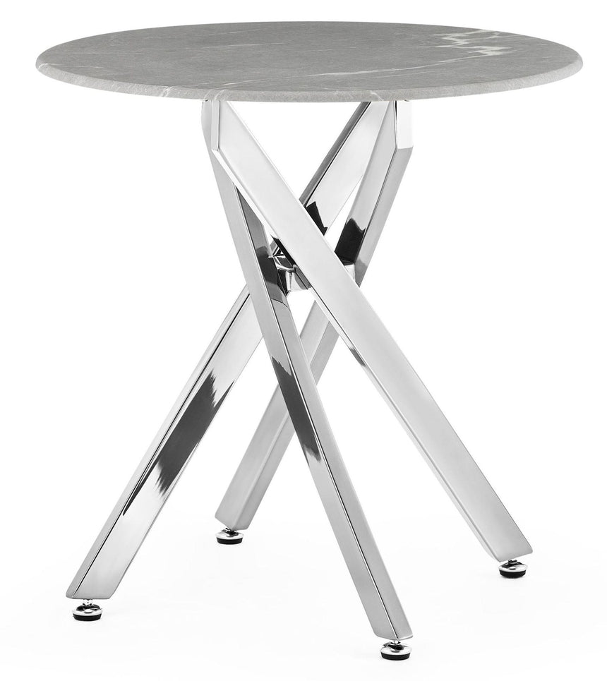 Clearance - Chopstick Grey Glass Round Side Table with Chrome Metal Legs-5