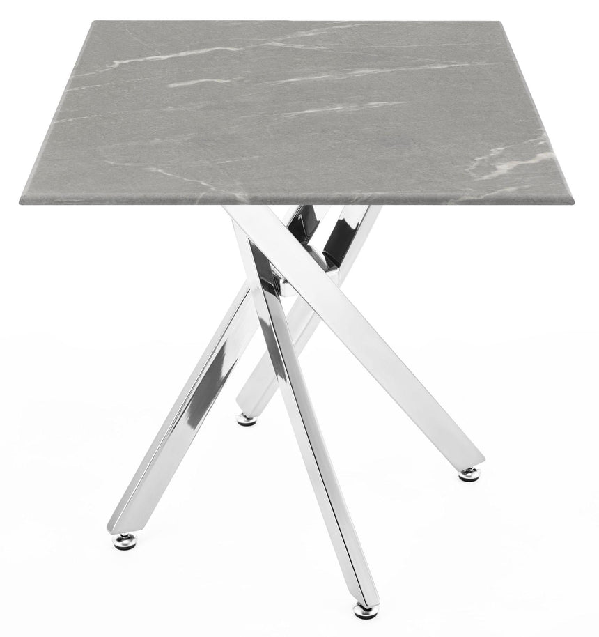 Clearance - Chopstick Grey Glass Square Side Table with Chrome Metal Legs-6