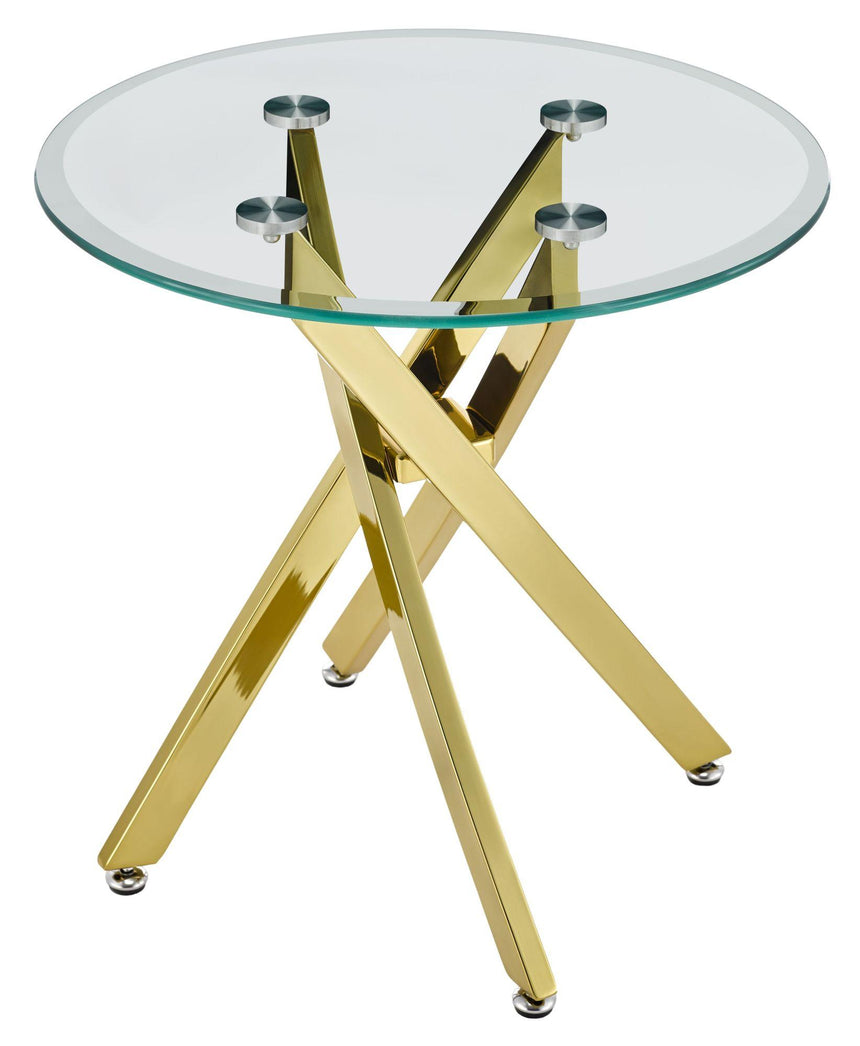 Clearance - Chopstick Clear Glass Round Side Table with Gold Metal Legs-7