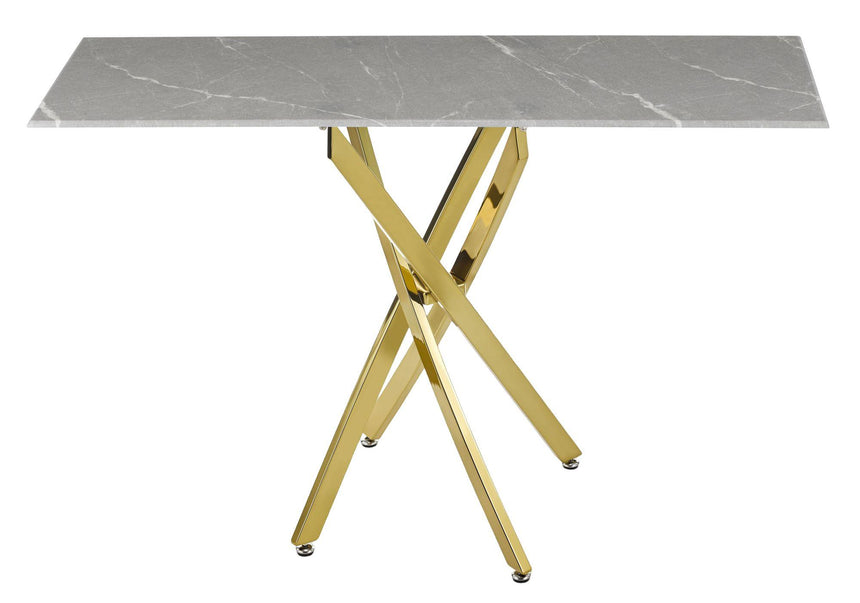 Clearance - Chopstick Grey Glass Console Table with Gold Metal Legs-7