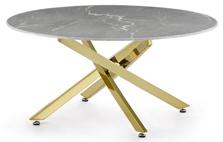 Clearance - Chopstick Grey Glass Round Coffee Table with Gold Metal Legs-7