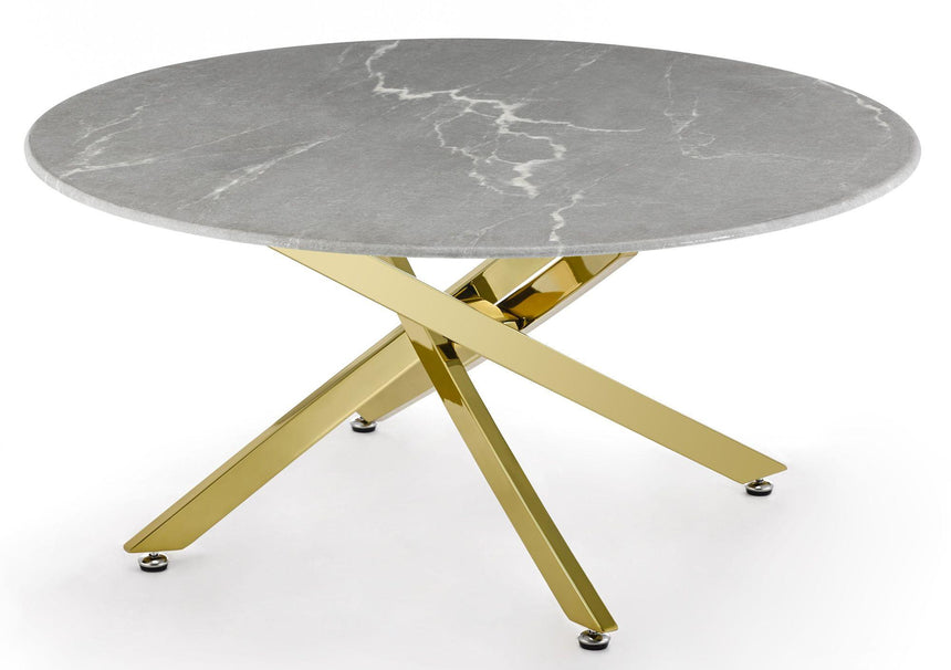 Clearance - Chopstick Grey Glass Round Coffee Table with Gold Metal Legs-6
