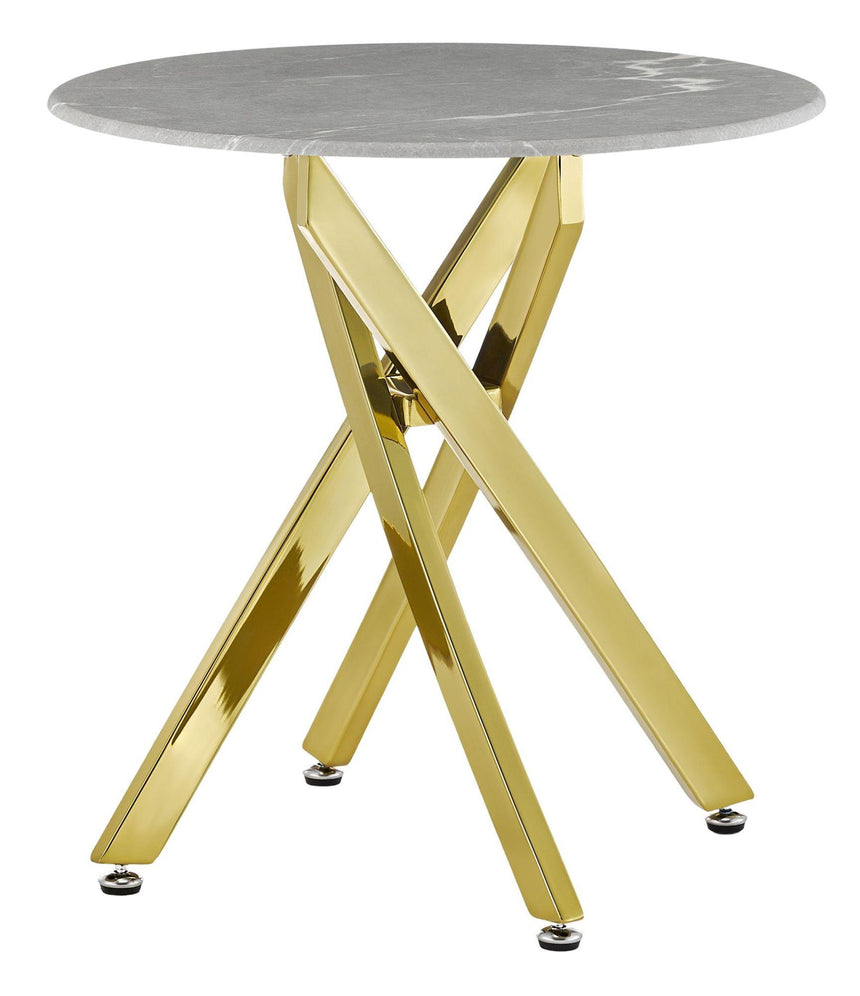 Clearance - Chopstick Grey Glass Round Side Table with Gold Metal Legs-7