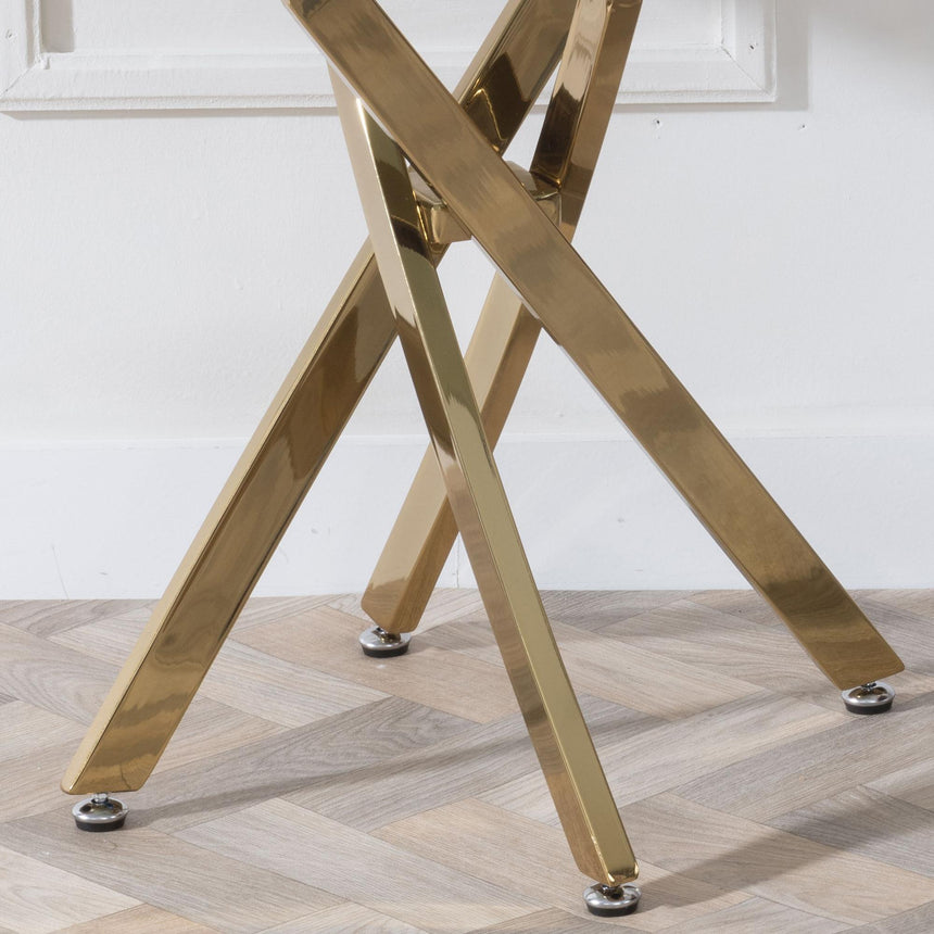 Clearance - Chopstick Grey Glass Square Side Table with Gold Metal Legs-4