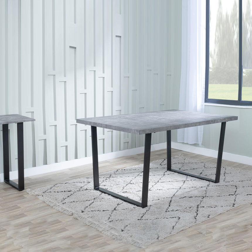 Clearance - Texas 6 Seater Grey Faux Concrete Dining Table - 180cm-2