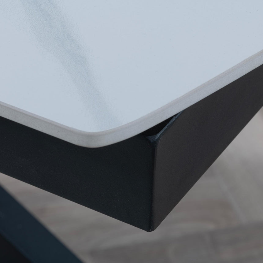 Bari 4-6 Seater White Ceramic Extending Dining Table with Black Star Base - 140cm-180cm-6