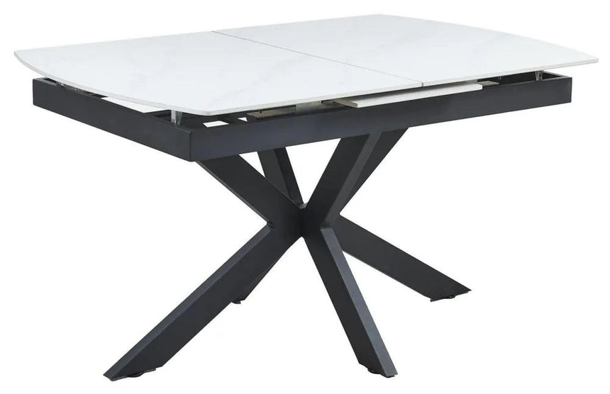 Bari 4-6 Seater White Ceramic Extending Dining Table with Black Star Base - 140cm-180cm-12