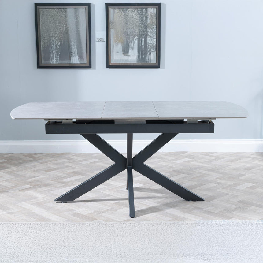 Bari 4-6 Seater Grey Ceramic Extending Dining Table with Black Star Base - 140cm-180cm-4