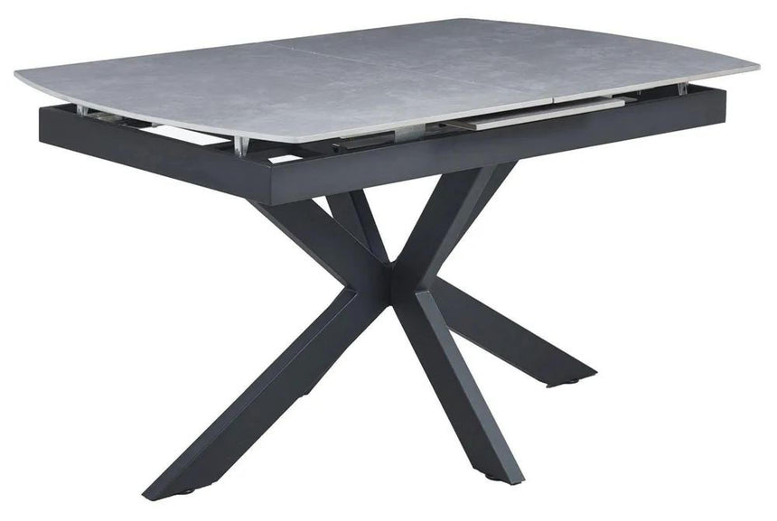 Bari 4-6 Seater Grey Ceramic Extending Dining Table with Black Star Base - 140cm-180cm-10