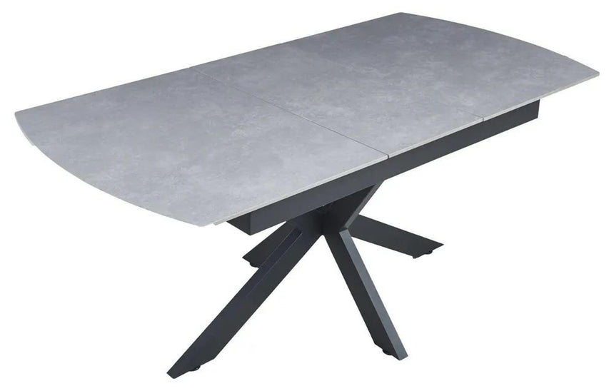 Bari 4-6 Seater Grey Ceramic Extending Dining Table with Black Star Base - 140cm-180cm-11