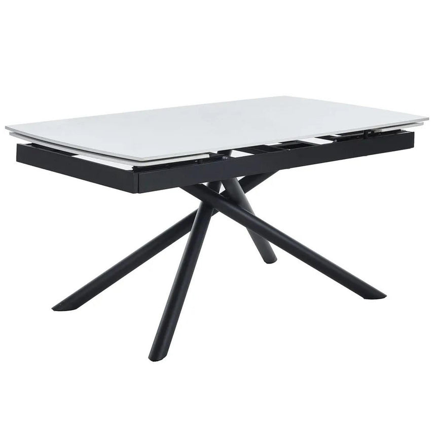 Apollo 6-8 Seater White Ceramic Extending Dining Table with Black Base - 160cm-220cm-10
