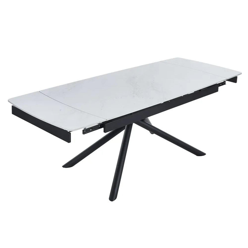Apollo 6-8 Seater White Ceramic Extending Dining Table with Black Base - 160cm-220cm-11