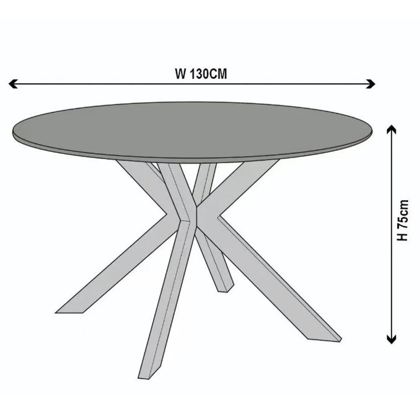 Novara 4 Seater White Ceramic Round Dining Table with Black Star Base - 130cm-9